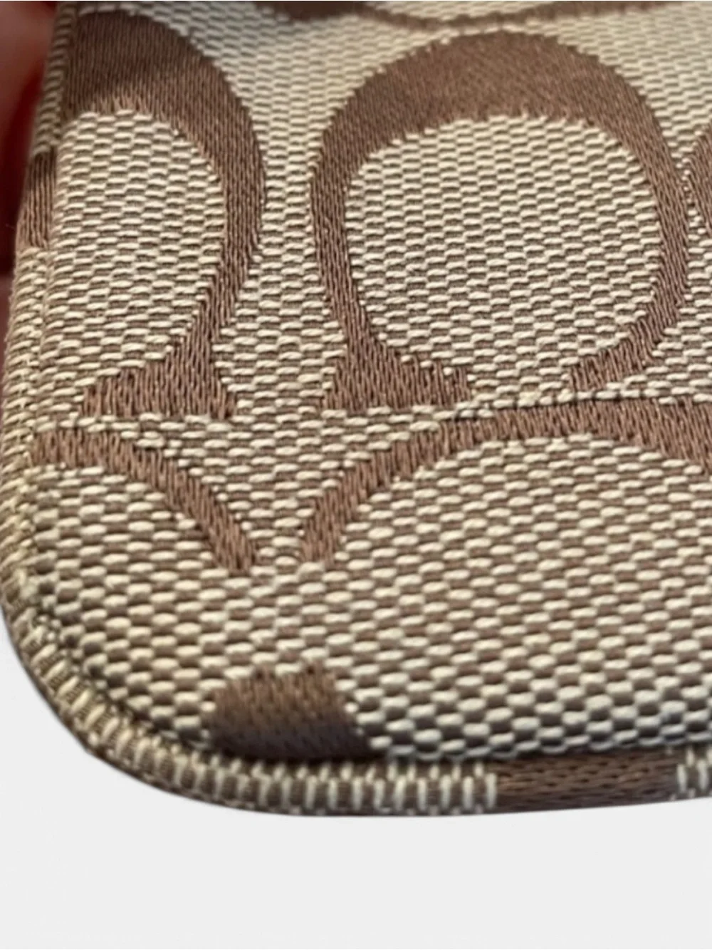 Coach Brown Signature Canvas Wristlet Card Holder